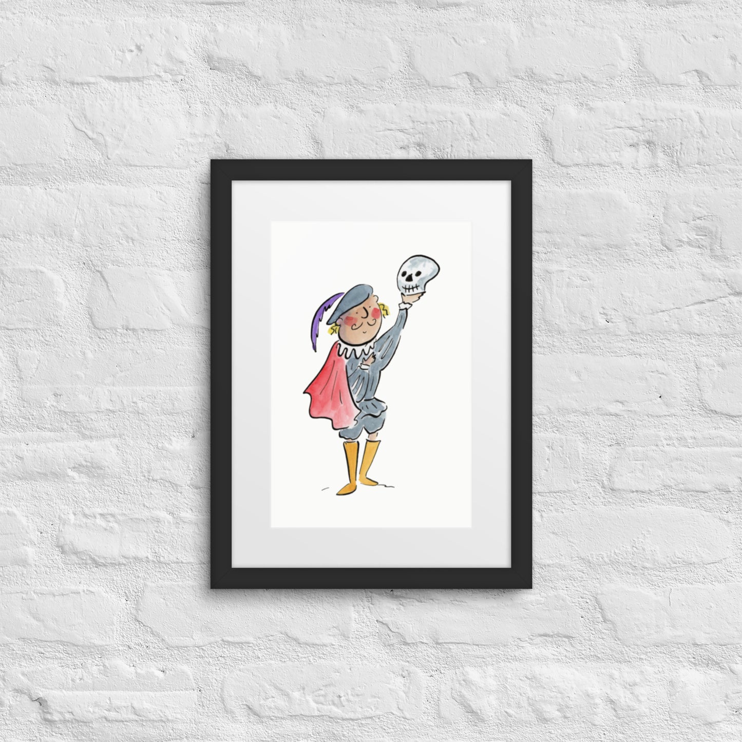 Alas poor Yorick, Hamlet Illustration by Rosie Brooks Framed poster