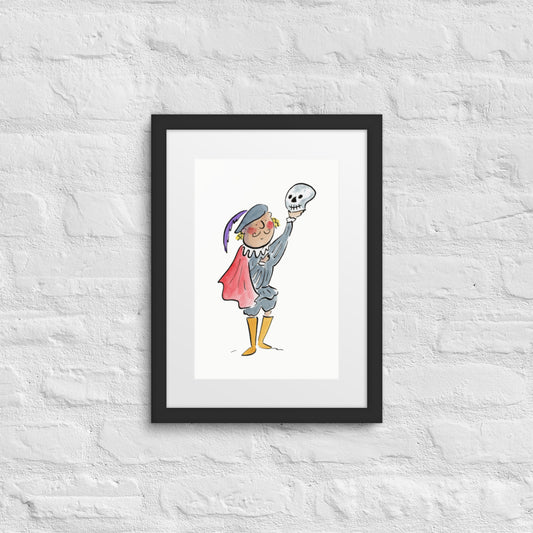 Alas poor Yorick, Hamlet Illustration by Rosie Brooks Framed poster