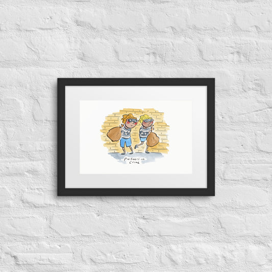 Partners in Crime Illustration by Rosie Brooks Framed poster