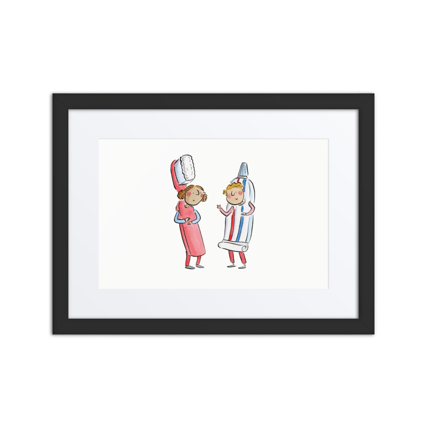 Toothbrush and Toothpaste Illustration by Rosie Brooks Framed poster