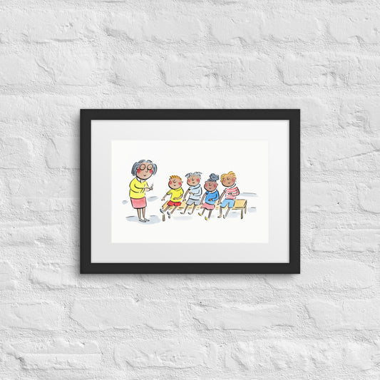 Vaccinations  Illustration by Rosie Brooks Framed poster