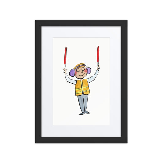 Plane Marshal  Illustration by Rosie Brooks Framed poster