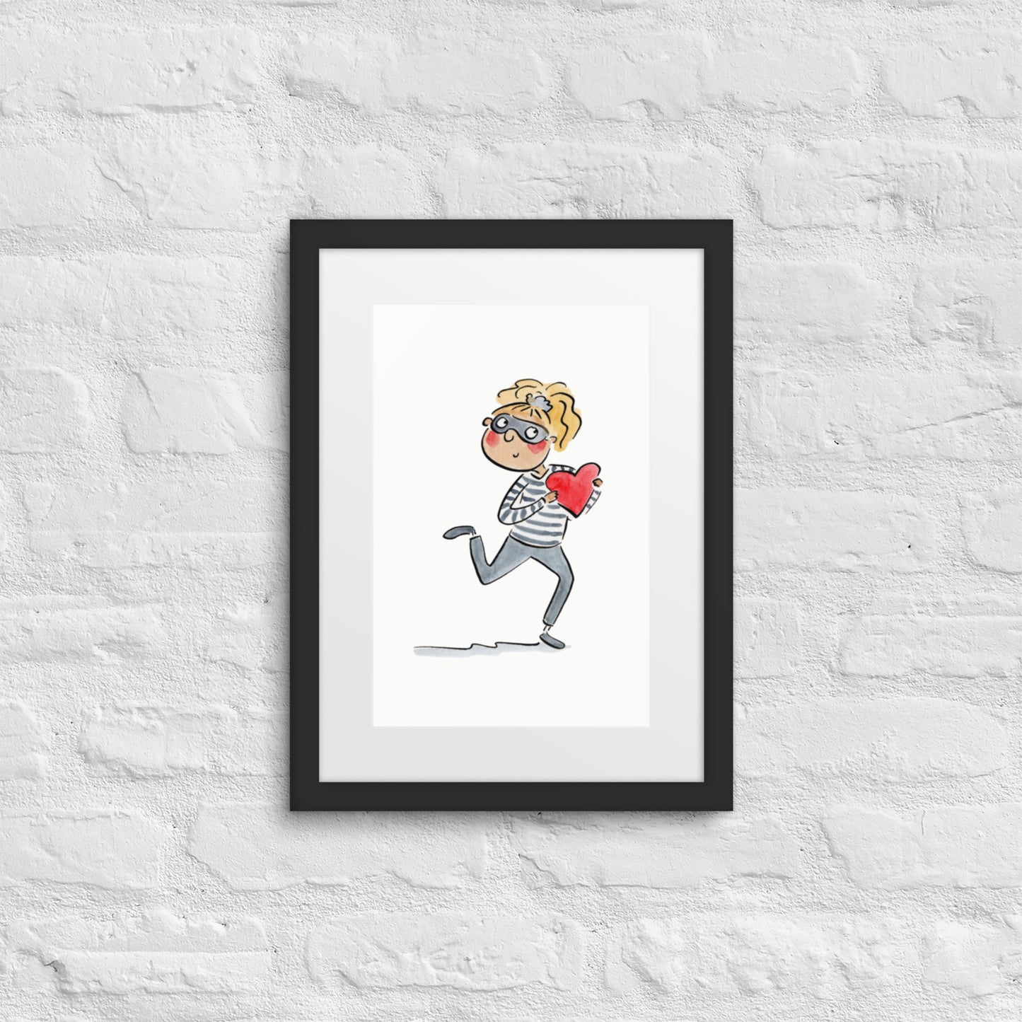 You stole my heart  Illustration by Rosie Brooks Framed poster