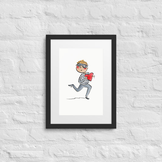 You stole my heart  Illustration by Rosie Brooks Framed poster