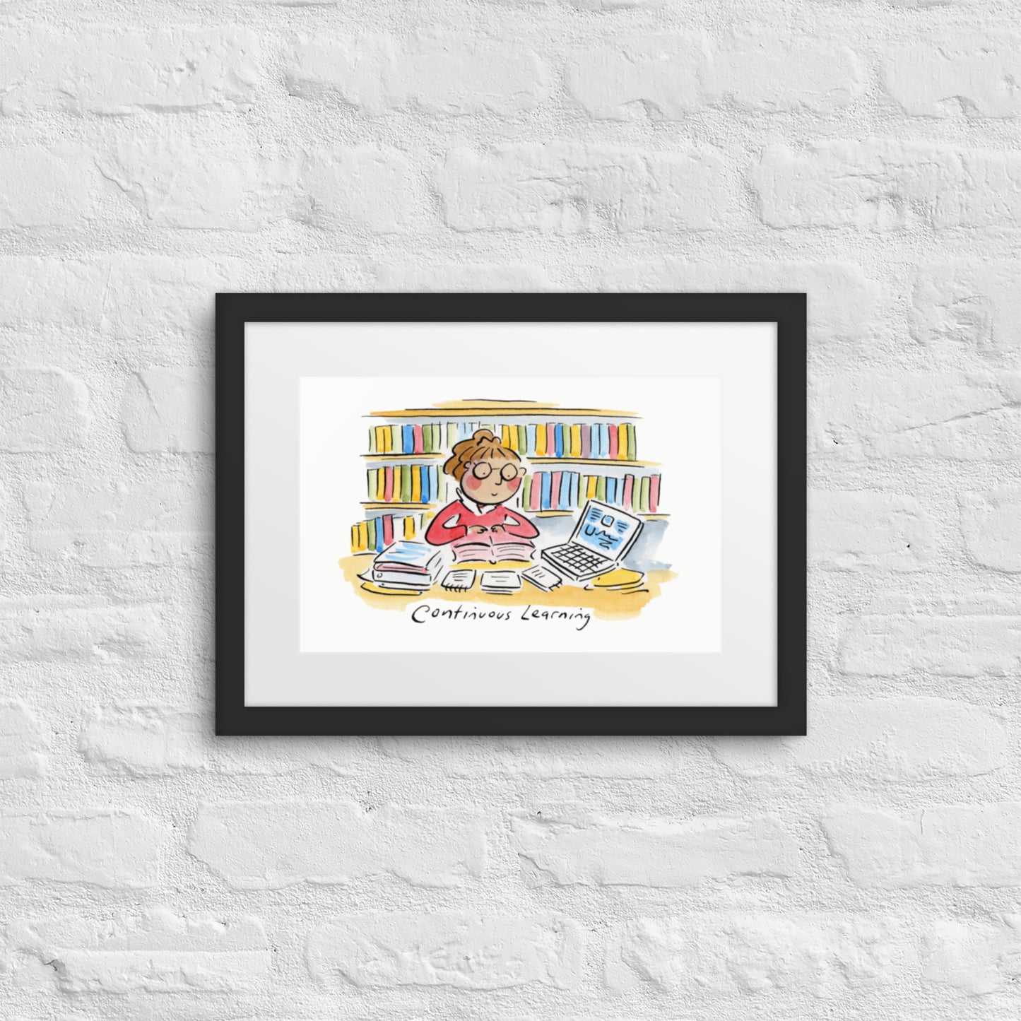 Continuous Learning Illustration by Rosie Brooks Framed poster