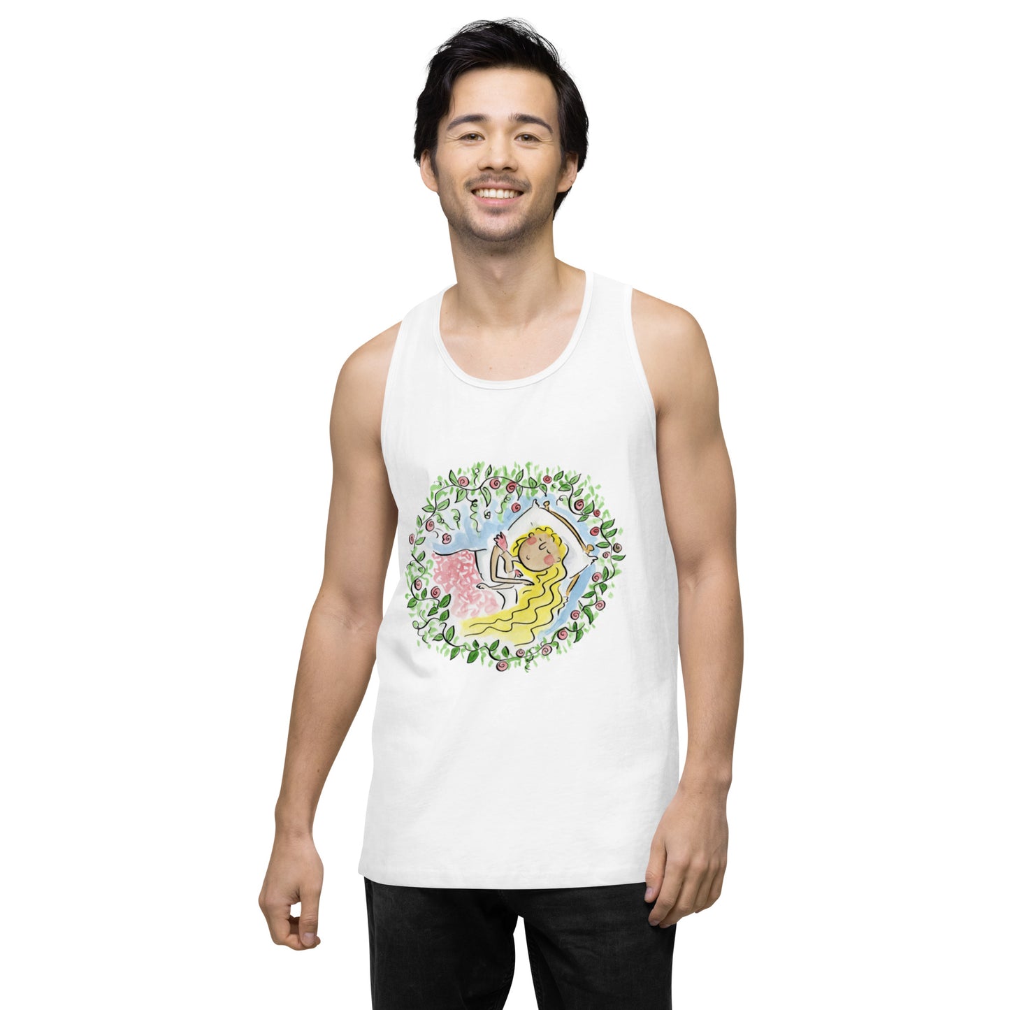 Sleeping Beauty Illustration by Rosie Brooks Men’s premium tank top