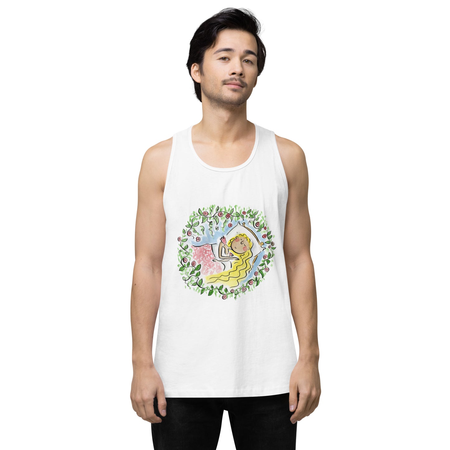 Sleeping Beauty Illustration by Rosie Brooks Men’s premium tank top