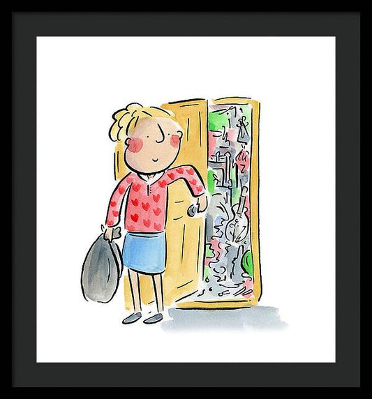 Messy bedroom - Framed Print