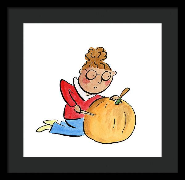 Pumpkin Carving - Framed Print