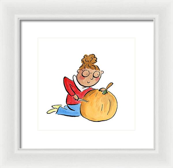 Pumpkin Carving - Framed Print