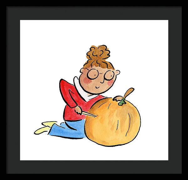 Pumpkin Carving - Framed Print