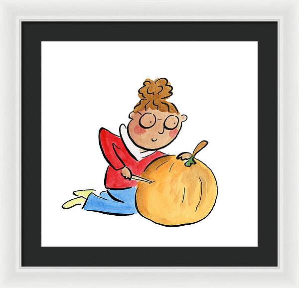 Pumpkin Carving - Framed Print