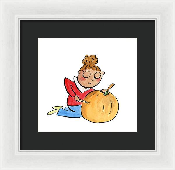 Pumpkin Carving - Framed Print