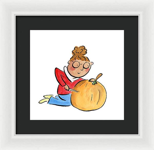 Pumpkin Carving - Framed Print