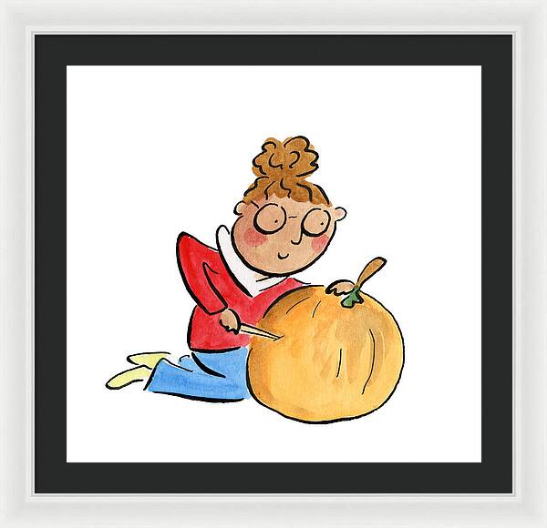 Pumpkin Carving - Framed Print