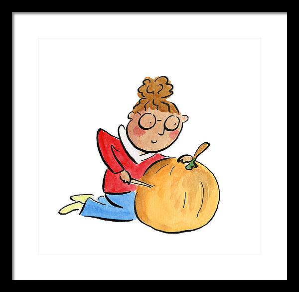 Pumpkin Carving - Framed Print