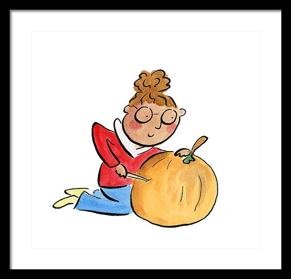 Pumpkin Carving - Framed Print