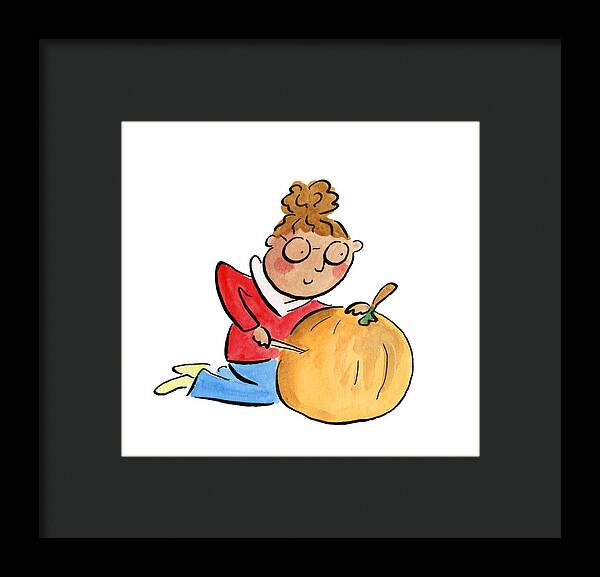 Pumpkin Carving - Framed Print