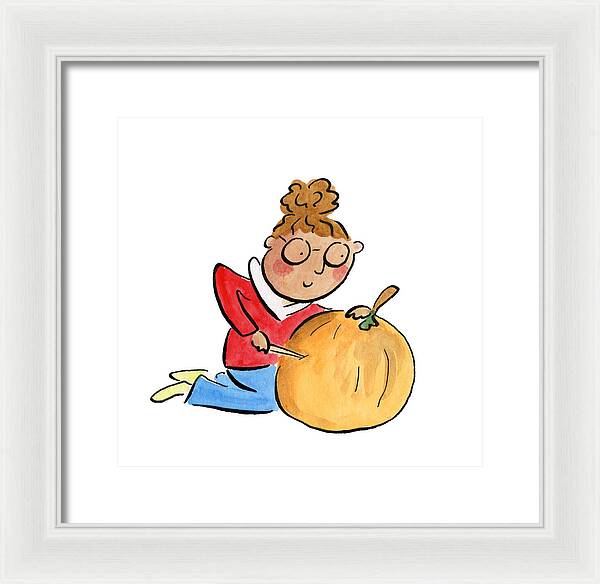 Pumpkin Carving - Framed Print