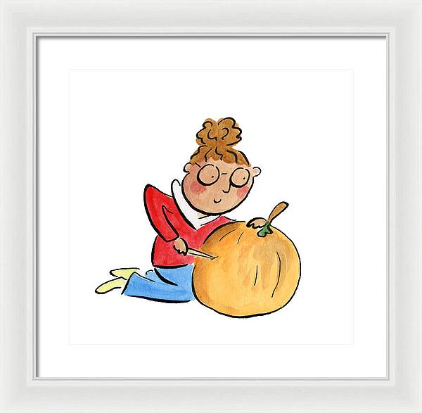 Pumpkin Carving - Framed Print