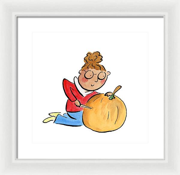 Pumpkin Carving - Framed Print
