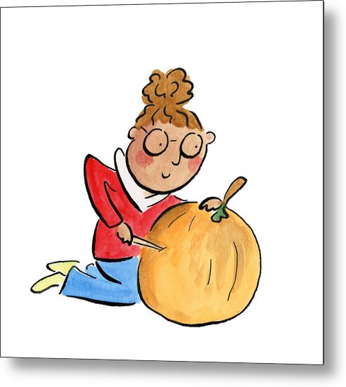 Pumpkin Carving - Metal Print