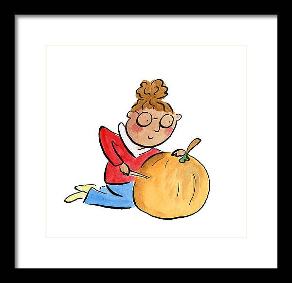 Pumpkin Carving - Framed Print