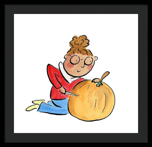 Pumpkin Carving - Framed Print