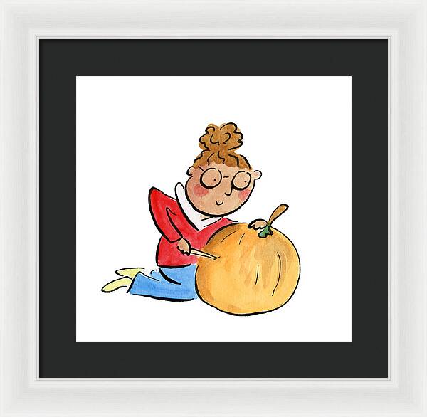 Pumpkin Carving - Framed Print