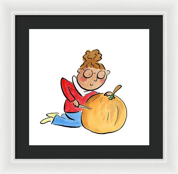 Pumpkin Carving - Framed Print