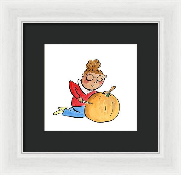 Pumpkin Carving - Framed Print