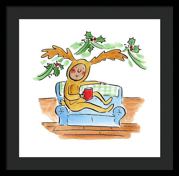 Reindeer Onesie - Framed Print