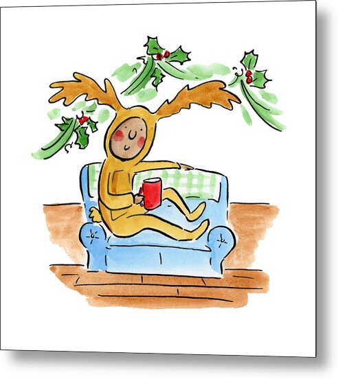 Reindeer Onesie - Metal Print