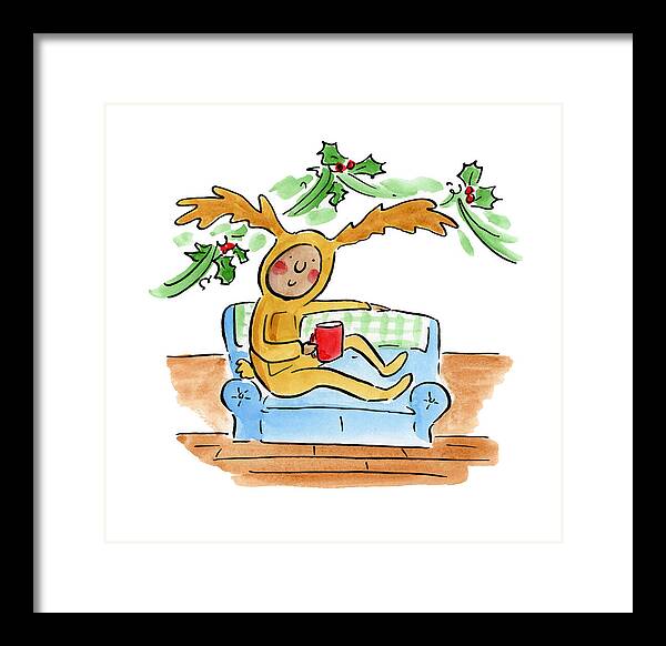 Reindeer Onesie - Framed Print