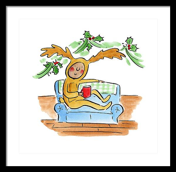 Reindeer Onesie - Framed Print