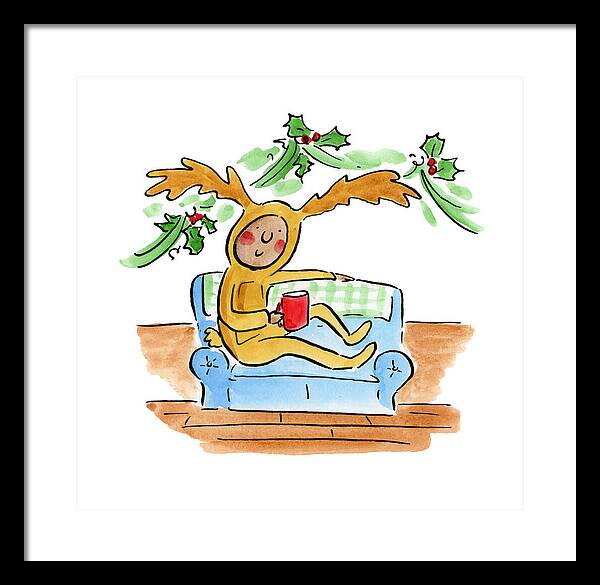 Reindeer Onesie - Framed Print