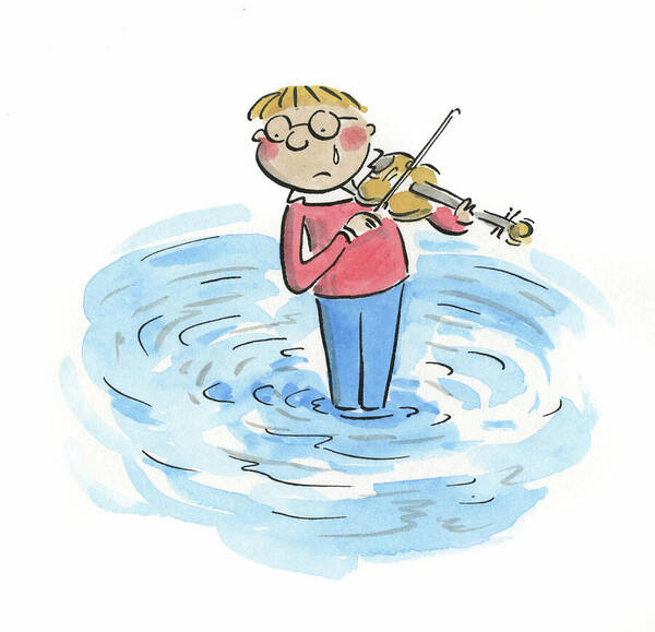 Sad Violinist - Art Print