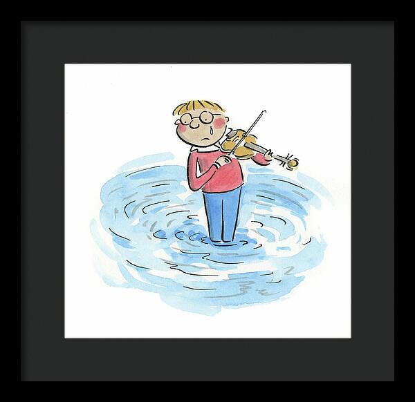 Sad Violinist - Framed Print