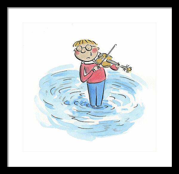 Sad Violinist - Framed Print