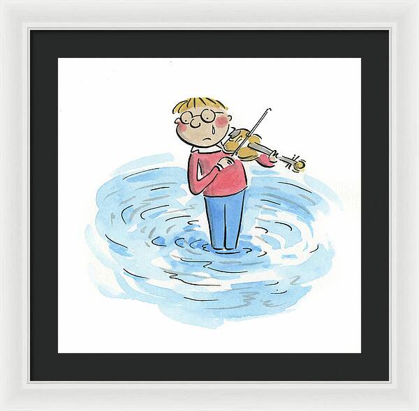 Sad Violinist - Framed Print