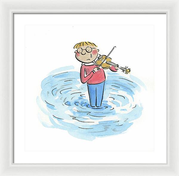 Sad Violinist - Framed Print