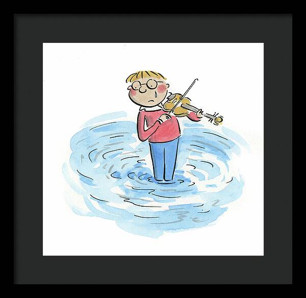 Sad Violinist - Framed Print