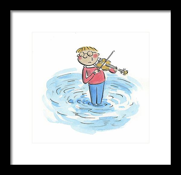 Sad Violinist - Framed Print