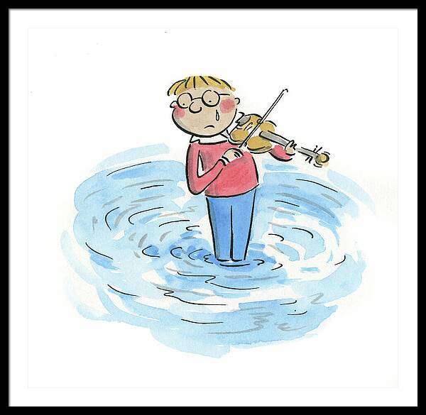 Sad Violinist - Framed Print