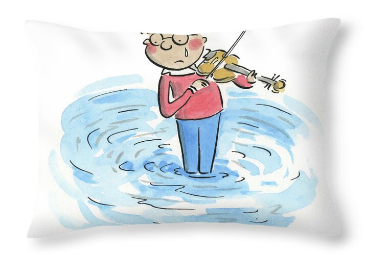 Sad Violinist - Throw Pillow
