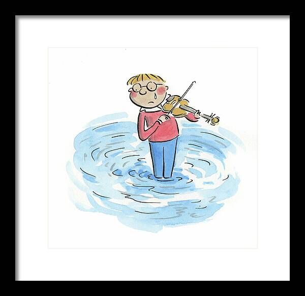 Sad Violinist - Framed Print