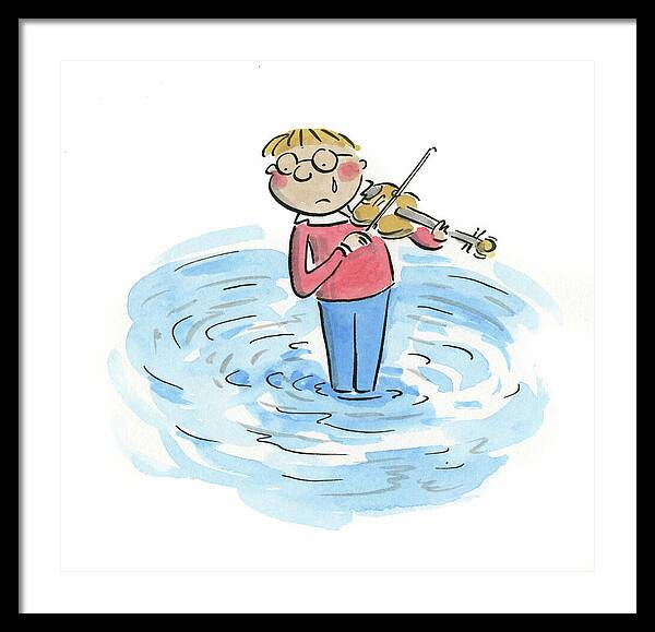 Sad Violinist - Framed Print