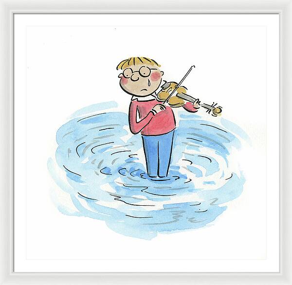 Sad Violinist - Framed Print