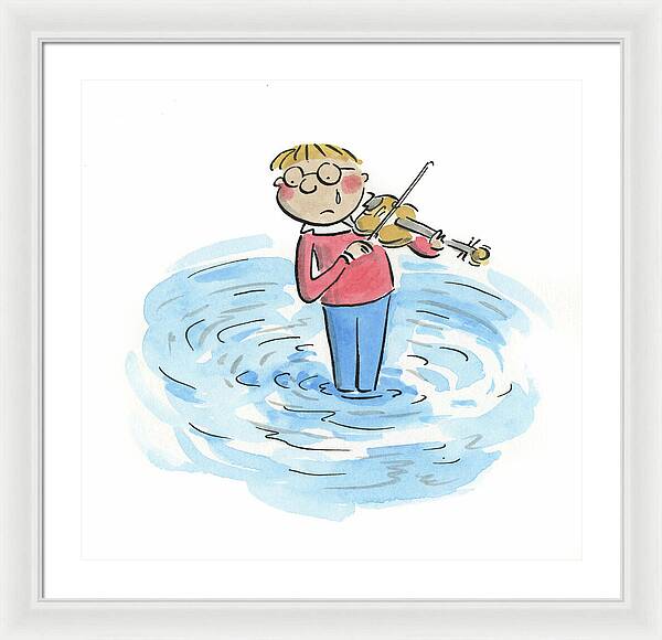 Sad Violinist - Framed Print