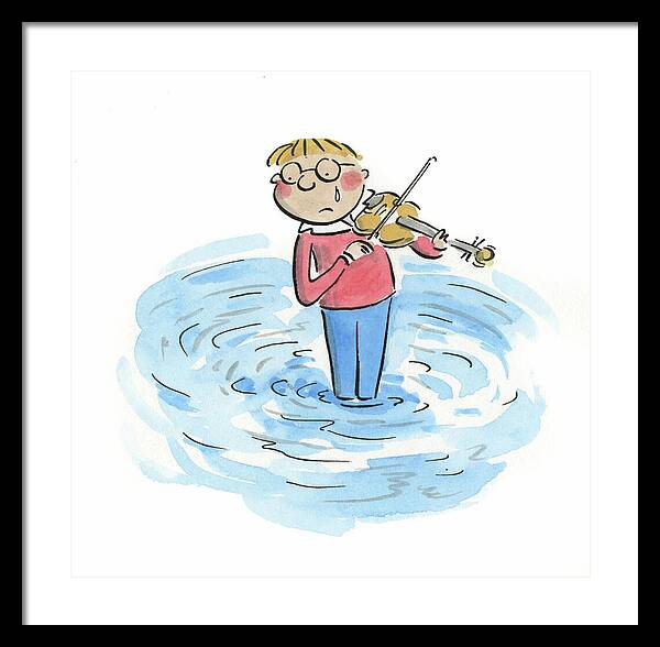 Sad Violinist - Framed Print